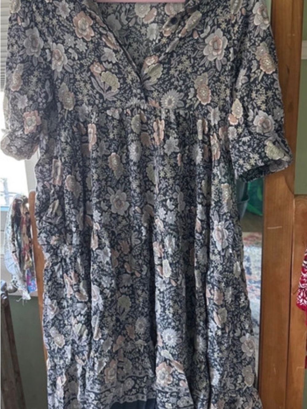 NATURAL LIFE Navy Floral Dress with Blush and Cream Flowers